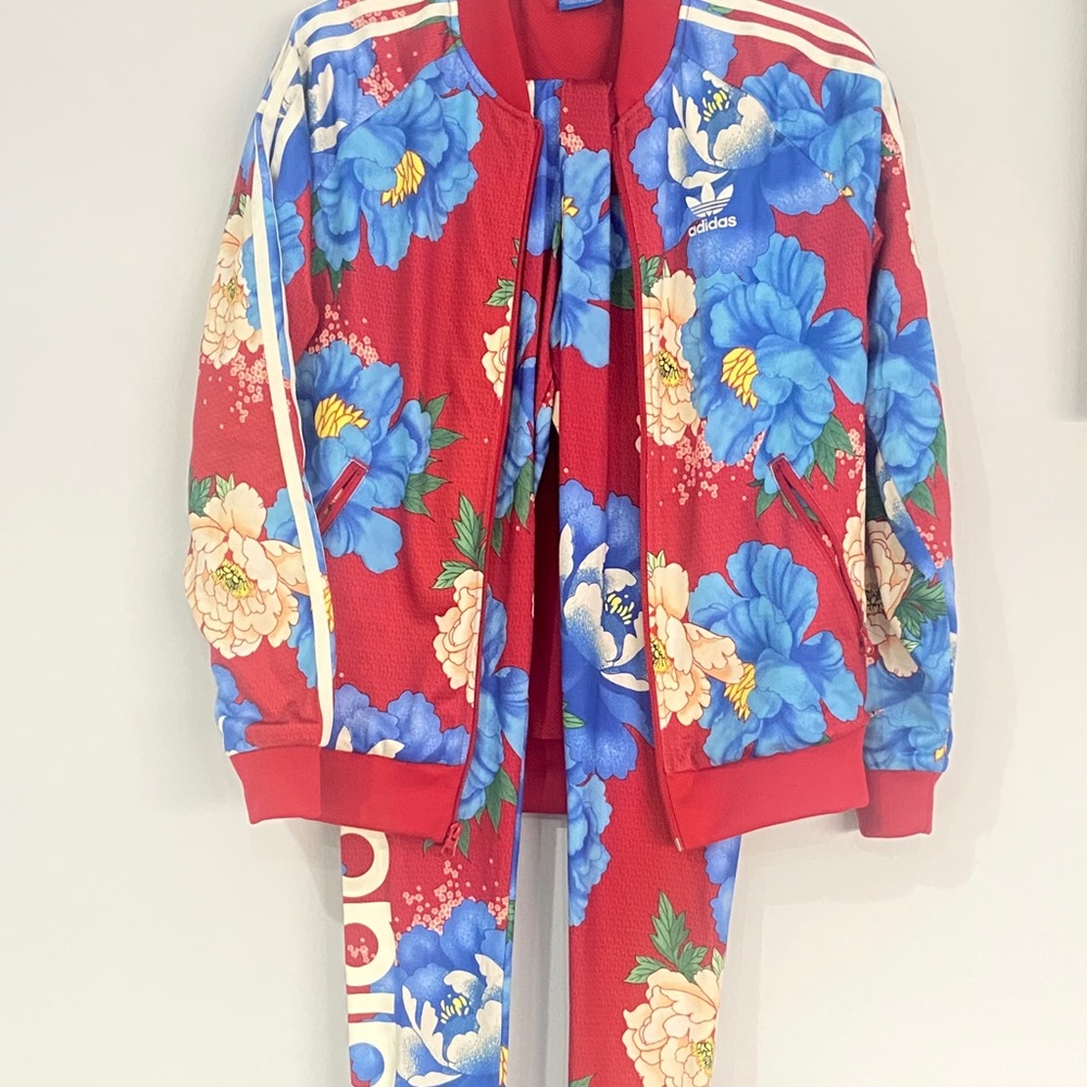 Adidas floral jacket and matching leggings